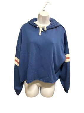American Eagle Blue Cropped Hoodie Jacket Size S